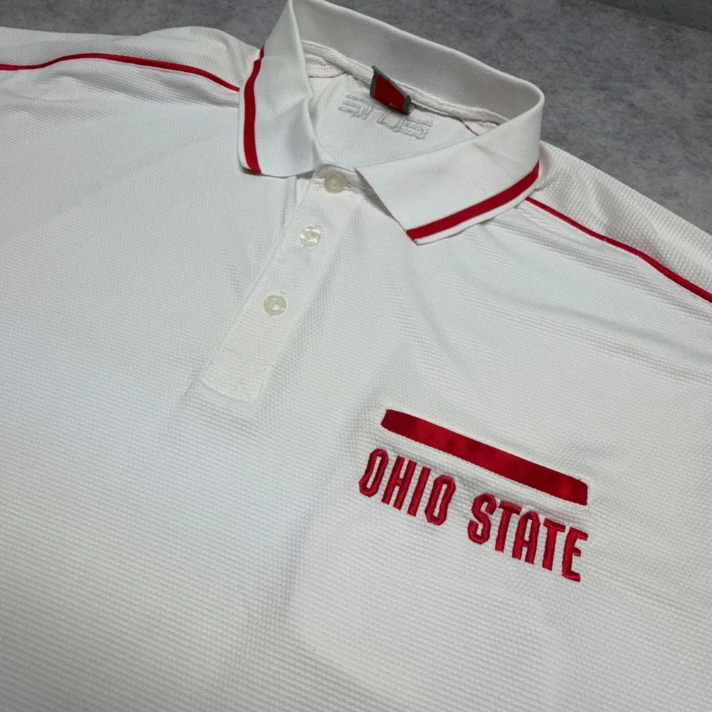 Nike Team Ohio State Buckeyes Polo Shirt White XL NCAA Y2K Streetwear Boxy